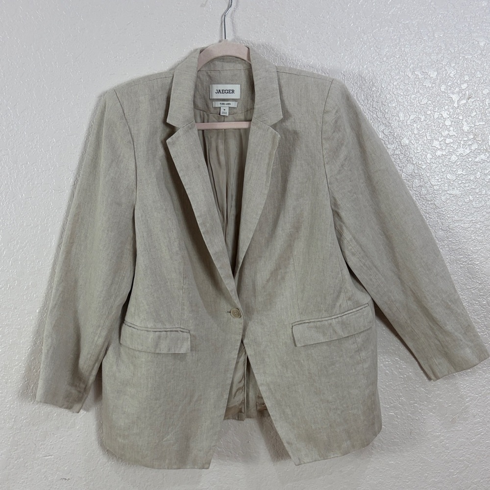 JAEGER Pure Linen ,Size 18,Women's ,Color Oatmeal,Blazer